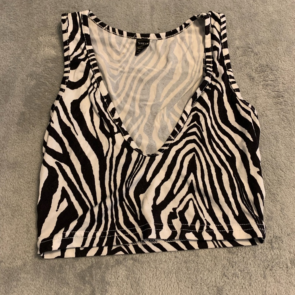 SHEIN Zebra Print Black and White Tank Top